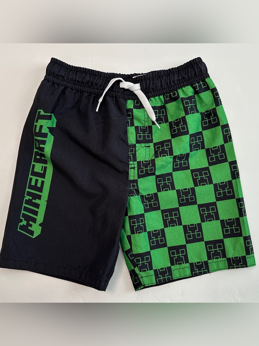 Minecraft Black & Green Checker Swim Shorts for boys in size Small